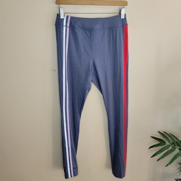 Zella | Blue-Gary Colorful Stripe Leggings Size Medium - Picture 1 of 4